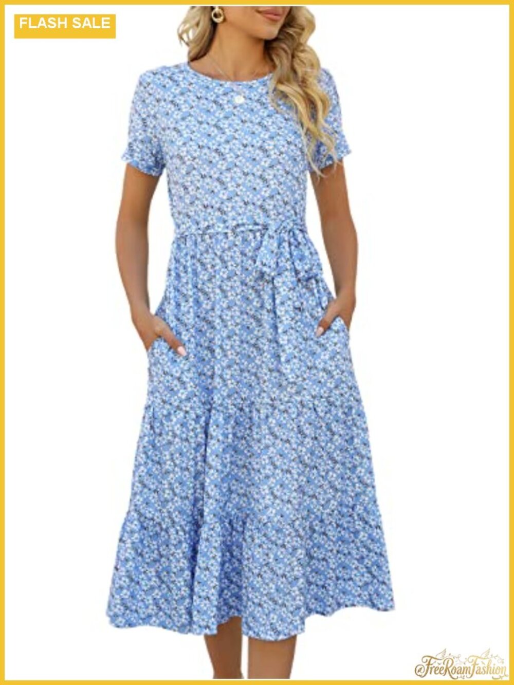 Women's Casual Midi Dress Short Sleeve Tiered